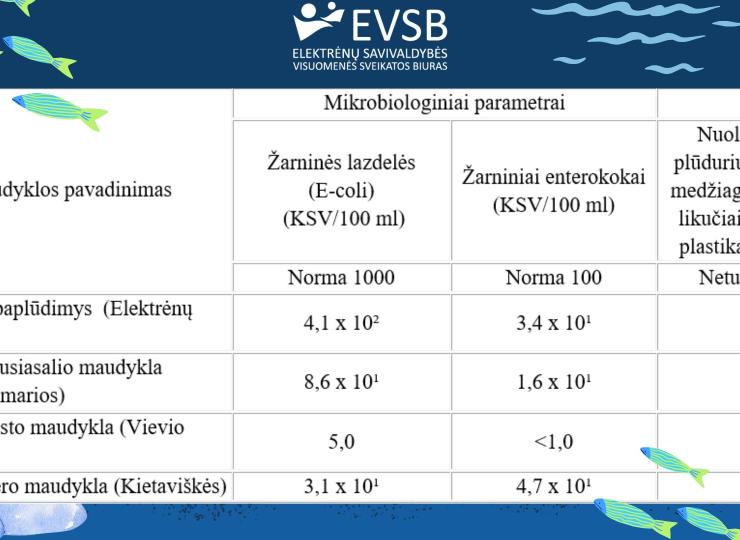 Atlikti pakartotiniai maudyklų vandens tyrimai - maudytis SAUGU