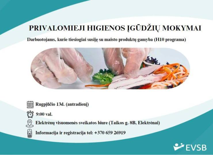 Registracija privalomiesiems higienos įgūdžių mokymams