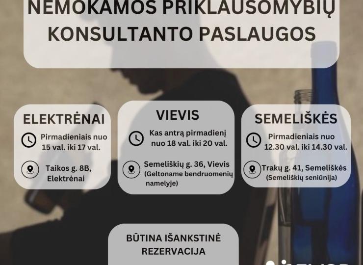 Nemokamos priklausomybių konsultanto paslaugos